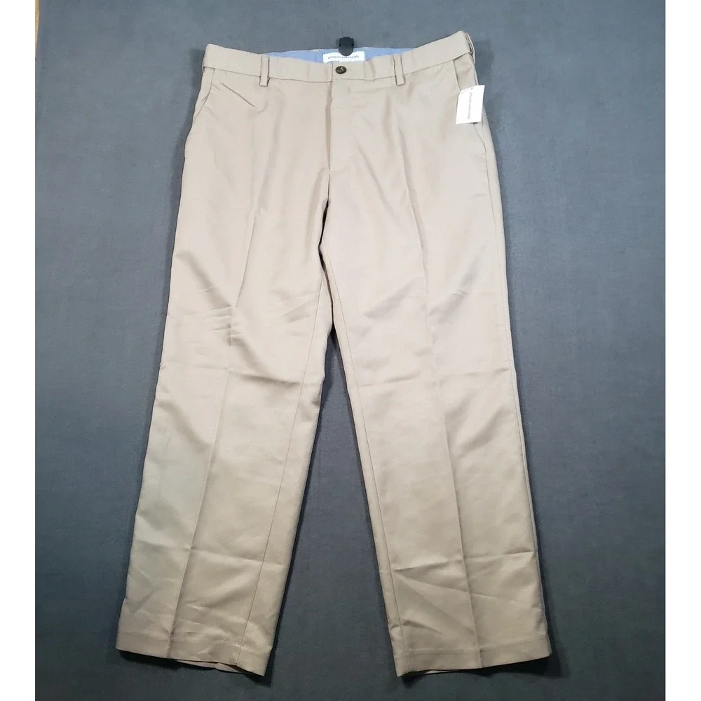 Amazon Essentials Dress Pants Mens 36x28 Khaki Brown Classic Fit Recycled